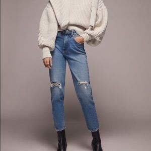 Ripped Mom Fit Jeans Navy Blue